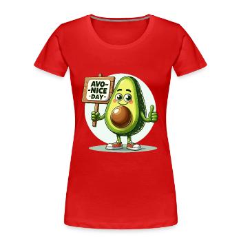 Avocat drôle et drôle avec Avo-Nice Day - T-shirt bio Premium Femme - rouge - Devant - Mia (176cm)