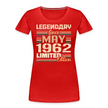 Mai 1962 Mai - Jubiläum Mai 1962 - Frauen Premium Bio T-Shirt - Rot - Vorne - Mia (176cm)