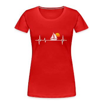 Segeln Herzschlag Segler Segelboot Kapitän - Frauen Premium Bio T-Shirt - Rot - Vorne - Mia (176cm)