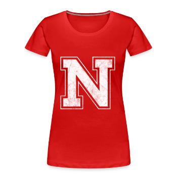 Buchstabe N - Frauen Premium Bio T-Shirt - Rot - Vorne - Mia (176cm)