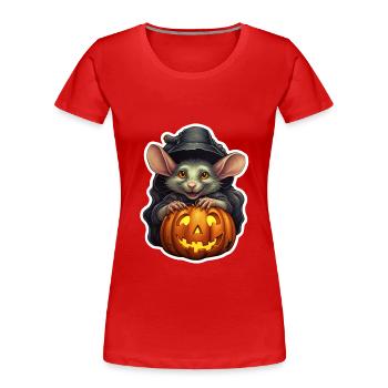 Halloween Rat with Witch Hat and Pumpkin - Women's Premium Organic T-Shirt - red - Front - Mia (176cm)