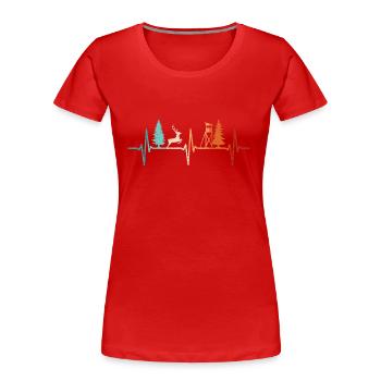 Jagd Herzschlag Jäger Förster Jagdschein Rotwild - Frauen Premium Bio T-Shirt - Rot - Vorne - Mia (176cm)
