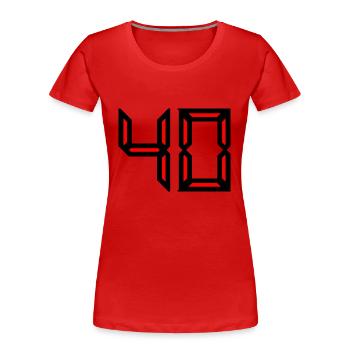 40. 40 JAHRE. 40-jähriges Jubiläum. GEBURTSTAG 40 JAHRE. - Frauen Premium Bio T-Shirt - Rot - Vorne - Mia (176cm)