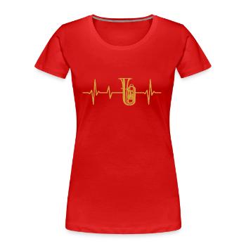 Tuba Herzschlag Bassschlüssel Tubist Blasmusiker - Frauen Premium Bio T-Shirt - Rot - Vorne - Mia (176cm)