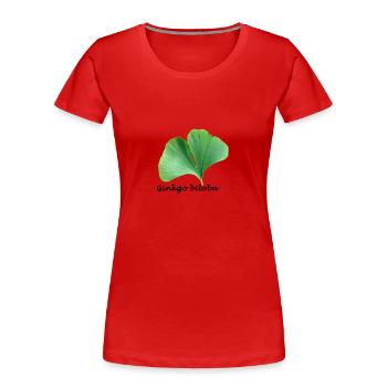 Ginkgo biloba - T-shirt bio Premium Femme - rouge - Devant - Mia (176cm)