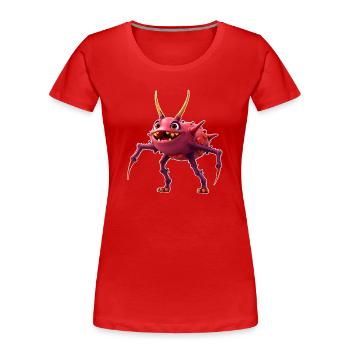 Rotes TickToc Monster - Frauen Premium Bio T-Shirt - Rot - Vorne - Mia (176cm)