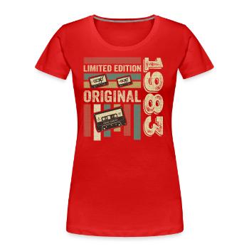 Millésime 1983 - citation d’anniversaire rétro 1983 - T-shirt bio Premium Femme - rouge - Devant - Mia (176cm)