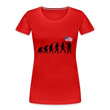 Amerika - USA - Evolution - Flagge - Nation - Frauen Premium Bio T-Shirt - Rot - Vorne - Mia (176cm)