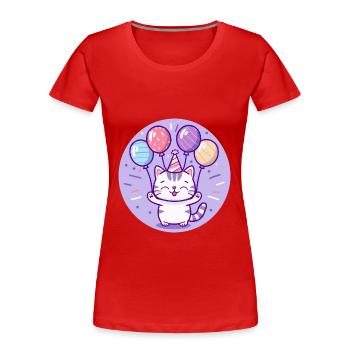 Chat Anniversaire Bébé - T-shirt bio Premium Femme - rouge - Devant - Mia (176cm)