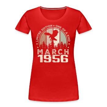 Incomparable since March 1956, 68th Anniversary - Women's Premium Organic T-Shirt - red - Front - Mia (176cm)