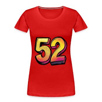 52 Zahl Bunt - Frauen Premium Bio T-Shirt - Rot - Vorne - Mia (176cm)