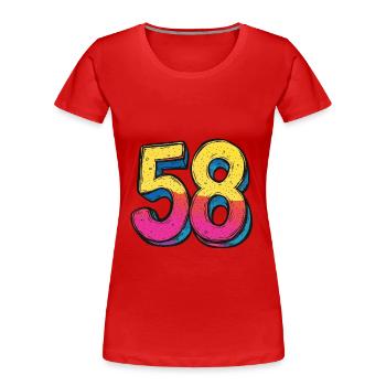 58 Zahl Bunt - Frauen Premium Bio T-Shirt - Rot - Vorne - Mia (176cm)