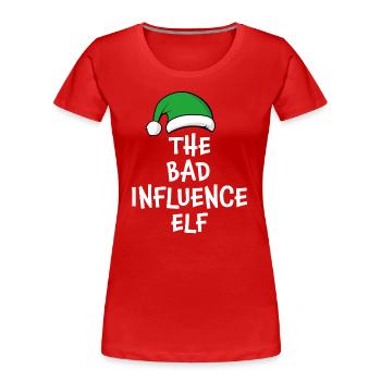 The Bad Influence Elf - Women's Premium Organic T-Shirt - red - Front - Mia (176cm)