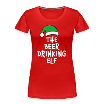 Der Bier trinkende Elf - Frauen Premium Bio T-Shirt - Rot - Vorne - Mia (176cm)