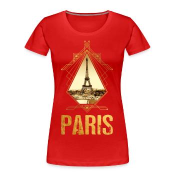 Paris France City Skyline Gold Home Love - Women's Premium Organic T-Shirt - red - Front - Mia (176cm)