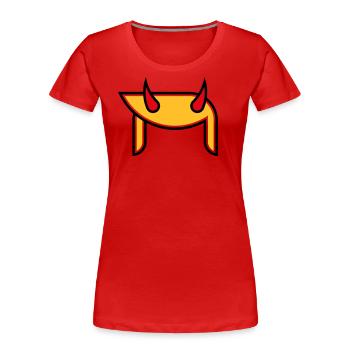 Donald Horns (Coiffure Diable Pop Art / 3C) - T-shirt bio Premium Femme - rouge - Devant - Mia (176cm)