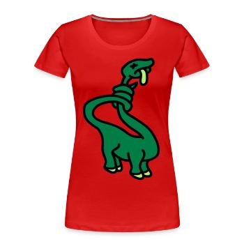 stranglesaurus_dino_3c - Women's Premium Organic T-Shirt - red - Front - Mia (176cm)