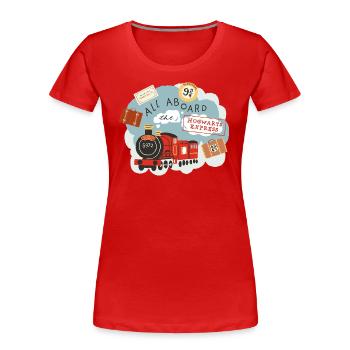 Harry Potter Hogwarts-Express Alle An Bord - Frauen Premium Bio T-Shirt - Rot - Vorne - Mia (176cm)