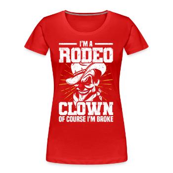 Rodeo - Frauen Premium Bio T-Shirt - Rot - Vorne - Mia (176cm)
