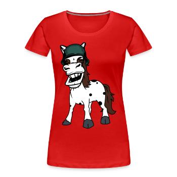 Lustiges Pferd Gaul Army Pferd Schutzhelm Soldat - Frauen Premium Bio T-Shirt - Rot - Vorne - Mia (176cm)