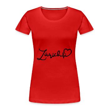 Zürich Herzschlag - Frauen Premium Bio T-Shirt - Rot - Vorne - Mia (176cm)