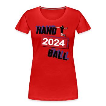 Handball Spielerin Team Turnier Mannschaft 2024 - Frauen Premium Bio T-Shirt - Rot - Vorne - Mia (176cm)