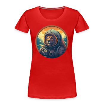 Astronaute Lion au coucher du soleil, créatif - T-shirt bio Premium Femme - rouge - Devant - Mia (176cm)