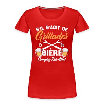 Cadeau Homme Drôle Barbecue Et Bière - T-shirt bio Premium Femme - rouge - Devant - Mia (176cm)