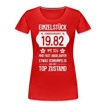 44. GEBURTSTAG 1982 EINZELSTÜCK PREISSCHILD - Frauen Premium Bio T-Shirt - Rot - Vorne - Mia (176cm)