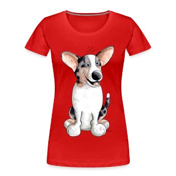 Süßer Welsh Corgi Cardigan - Frauen Premium Bio T-Shirt - Rot - Vorne - Mia (176cm)