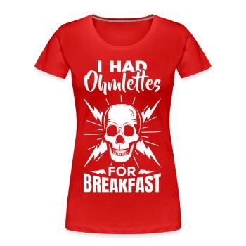 Blague d’électricien - T-shirt bio Premium Femme - rouge - Devant - Mia (176cm)