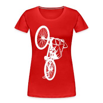 BMX Radfahrer Zeichnung - Frauen Premium Bio T-Shirt - Rot - Vorne - Mia (176cm)