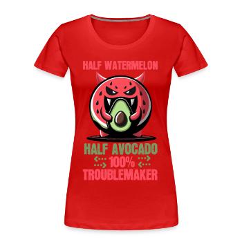 Mi-pastèque, mi-avocat, tous les ennuis ! - T-shirt bio Premium Femme - rouge - Devant - Mia (176cm)