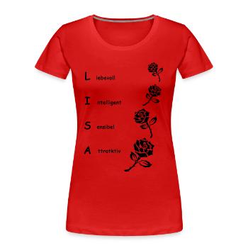 Lisa - Frauen Premium Bio T-Shirt - Rot - Vorne - Mia (176cm)