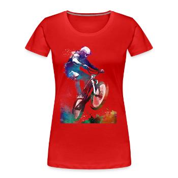 BMX Radfahren #cycling #sport #bike - Frauen Premium Bio T-Shirt - Rot - Vorne - Mia (176cm)