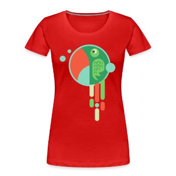 COLORFUL PARROT - Funny cartoon bird gift - Women's Premium Organic T-Shirt - red - Front - Mia (176cm)