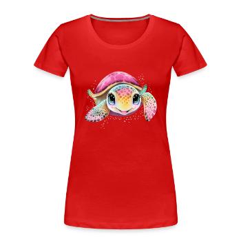 Bébé tortue - T-shirt bio Premium Femme - rouge - Devant - Mia (176cm)