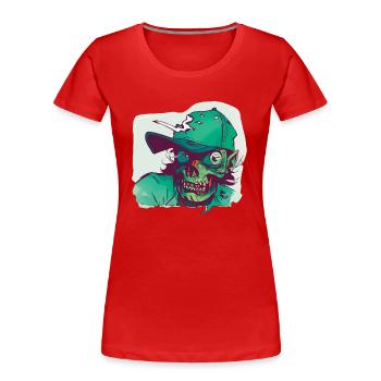 Zombie mit Hut - Frauen Premium Bio T-Shirt - Rot - Vorne - Mia (176cm)