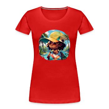 Black Kid sur Tropical Beach - T-shirt bio Premium Femme - rouge - Devant - Mia (176cm)