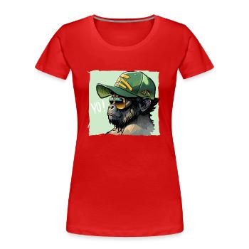 Gorilla YO! - Women's Premium Organic T-Shirt - red - Front - Mia (176cm)