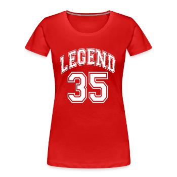 Legend 35 - Frauen Premium Bio T-Shirt - Rot - Vorne - Mia (176cm)