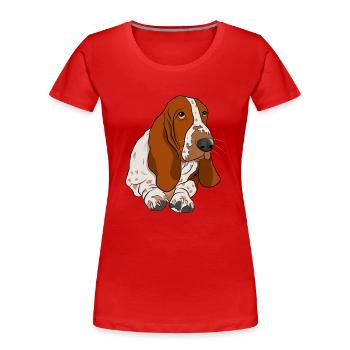 Basset Hound - Women's Premium Organic T-Shirt - red - Front - Mia (176cm)