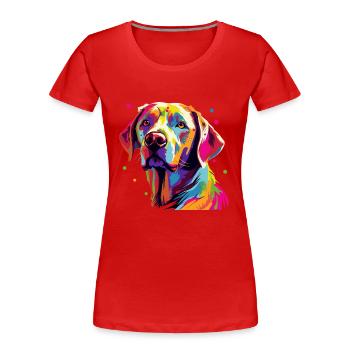 Labrador Hund Bunt - Frauen Premium Bio T-Shirt - Rot - Vorne - Mia (176cm)