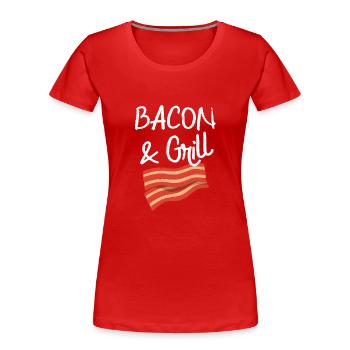 Bacon & Grill Lustiges Frühstück Speck Liebhaber - Frauen Premium Bio T-Shirt - Rot - Vorne - Mia (176cm)