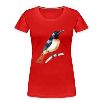 Aquarell Vogel Illustration - Frauen Premium Bio T-Shirt - Rot - Vorne - Mia (176cm)