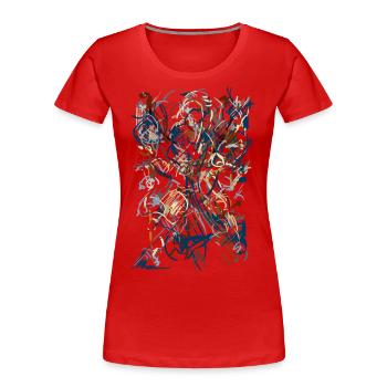 abstrakt - Frauen Premium Bio T-Shirt - Rot - Vorne - Mia (176cm)