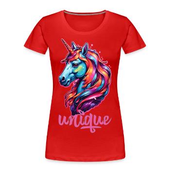 Unique - Frauen Premium Bio T-Shirt - Rot - Vorne - Mia (176cm)