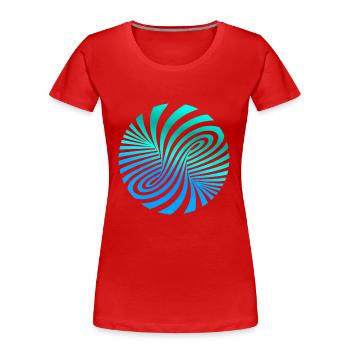 psychedelic optics illusion turquoise optical art 60s - Women's Premium Organic T-Shirt - red - Front - Mia (176cm)