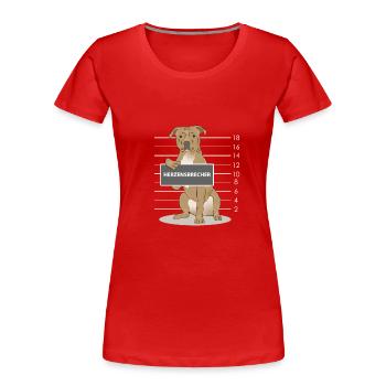 American Staffordshire Terrier Stafford Geschenk - Frauen Premium Bio T-Shirt - Rot - Vorne - Mia (176cm)