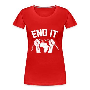 BANTU édition - T-shirt bio Premium Femme - rouge - Devant - Mia (176cm)